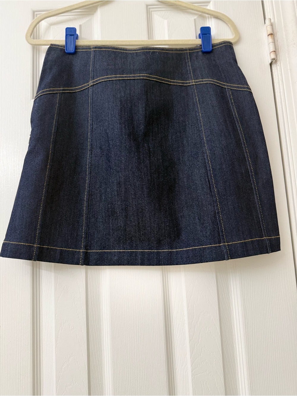 Classic Dark Blue Denim Button-Front Skirt - Picture 2 of 5